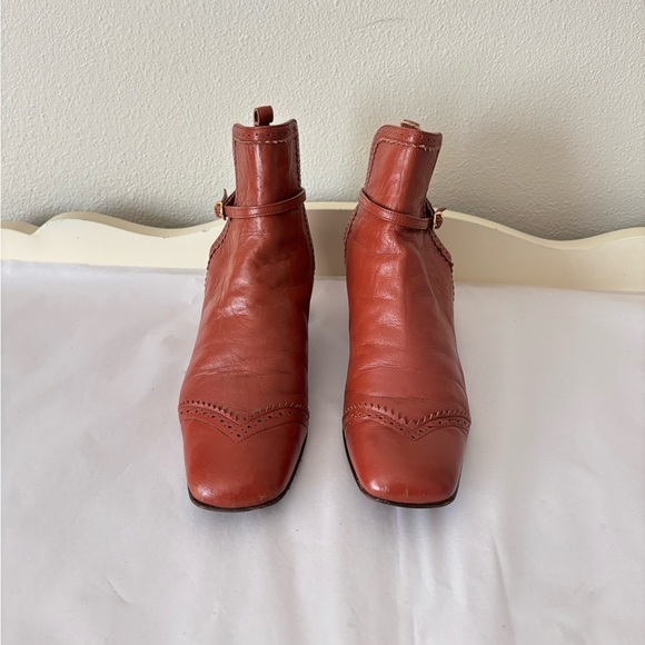 L’Autre Chose Brown Parisian Leather Ankle Booties with Square Toe Size 36 - Picture 2 of 8